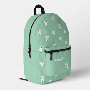 Kawaii-Happy-Zahn personalisiert grün Bedruckter Rucksack