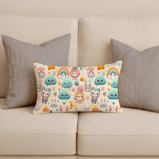 Kawaii Hase Pastell Whimsical Kinderzimmer Rückenk Lendenkissen
