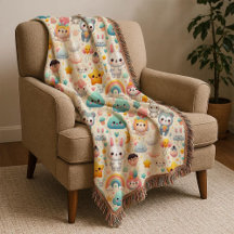 Kawaii-Hasen-Pastell-Wunderland-Kinderschal-Decke
