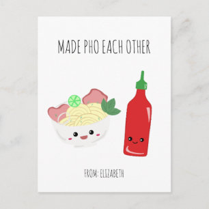 Kawaii hat Pho für einander zum Valentinstag Nudel Postkarte