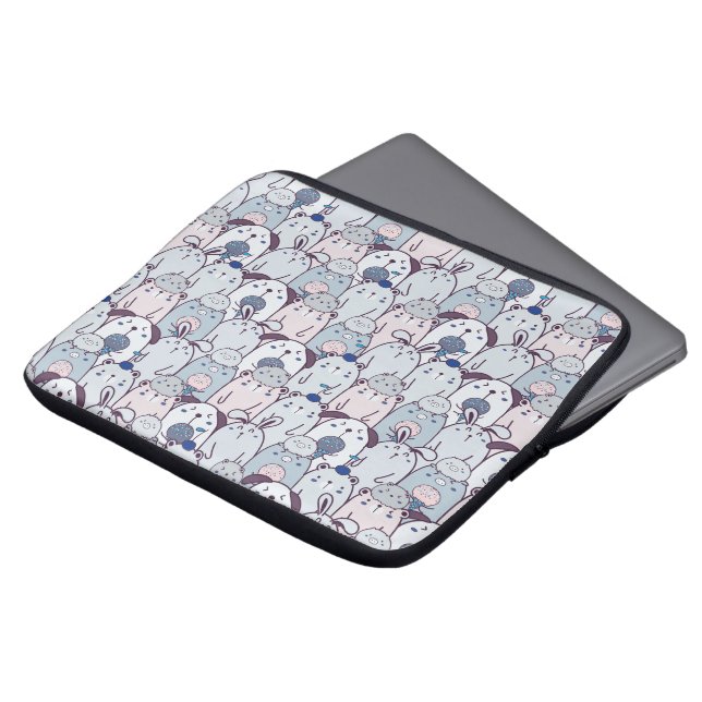 Kawaii Haustiere und Ice Creme Muster Laptopschutzhülle (Vorne Oben)
