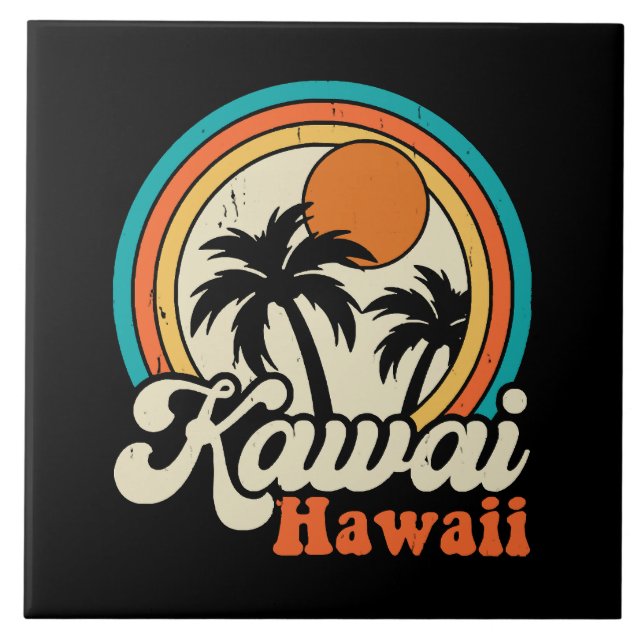 Kawaii Hawaii Surfing Fliese (Vorderseite)