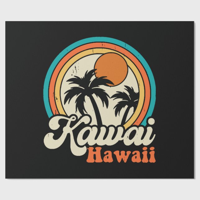 Kawaii Hawaii Surfing Geschenkpapier (Flach)