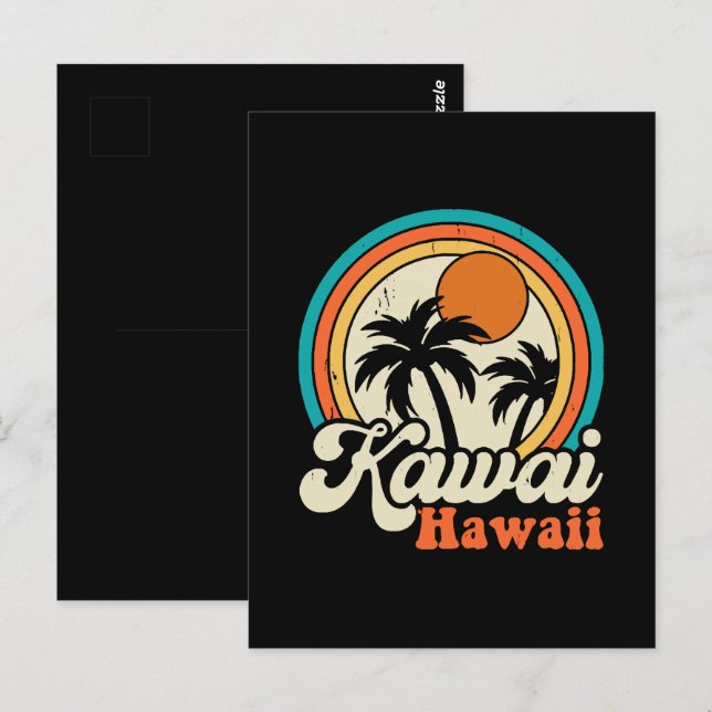 Kawaii Hawaii Surfing Postkarte (Vorne/Hinten)