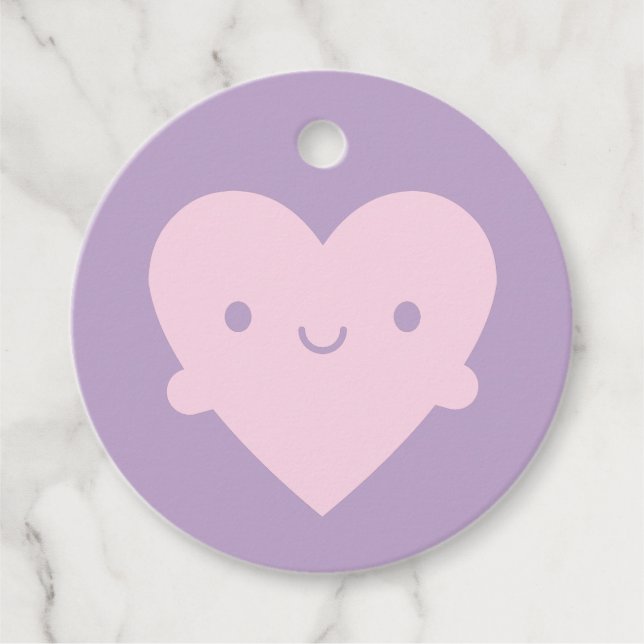 Kawaii Heart Hugs Geschenkanhänger (Vorderseite)