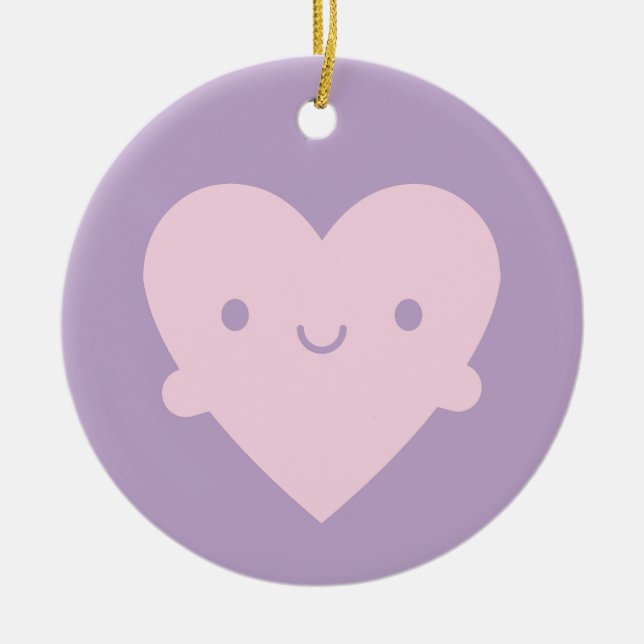 Kawaii Heart Hugs Keramik Ornament (Vorne)