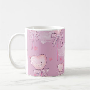 Kawaii Heart Lollipop Pattern - Pastel Lila Kaffeetasse