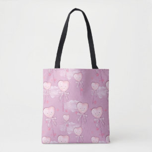 Kawaii Heart Lollipop Pattern - Pastel Lila Tasche