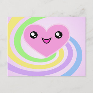 Kawaii Heart Rainbow Postcard Postkarte