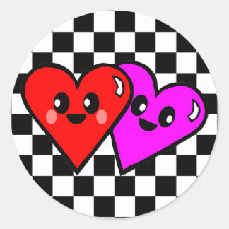 Kawaii Hearts & Checkerboard Stickers