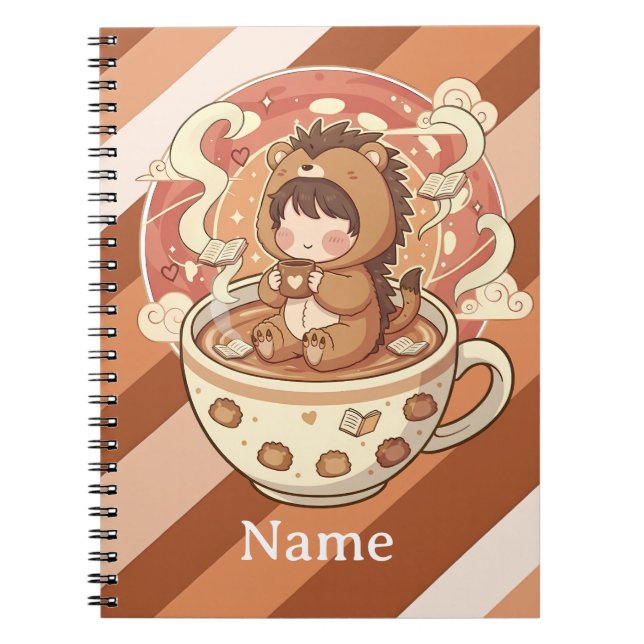 Kawaii Hedgehog Chibi School Notebook Notizblock (Vorderseite)