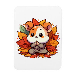 Kawaii Herbst Hamster Yoga Magnet