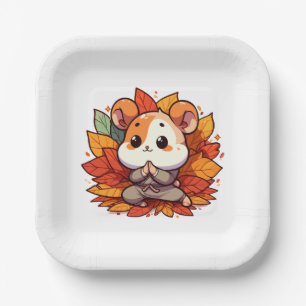 Kawaii Herbst Hamster Yoga Pappteller