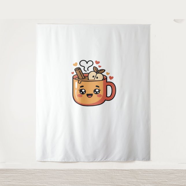 Kawaii Herbsttee Klassischer T - Shirt Wandteppich (Vorderseite)