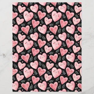 Kawaii Herzmuster Scrapbook Papier pink schwarz