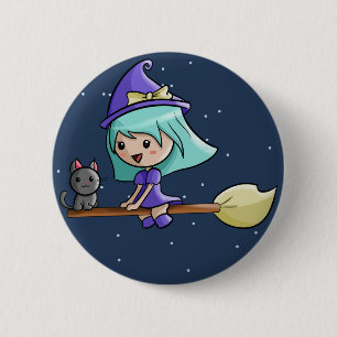 Kawaii Hexe-Abzeichen Button