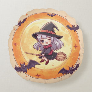 Kawaii Hexen-Rundkissen Rundes Kissen