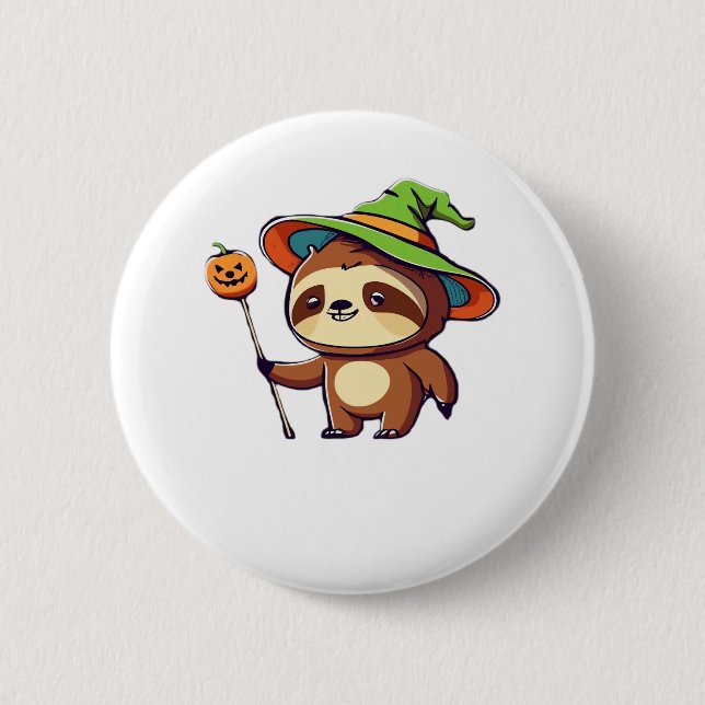Kawaii Hexenfaultier Klassischer T - Shirt Button (Vorderseite)