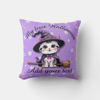 Kawaii-Hexenkatze – Halloween-Wurfkissen Kissen