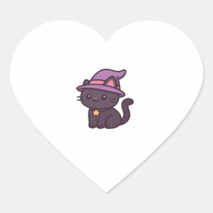 Kawaii Hexenkatze in Lila Hat Classic T - Shirt Herz-Aufkleber