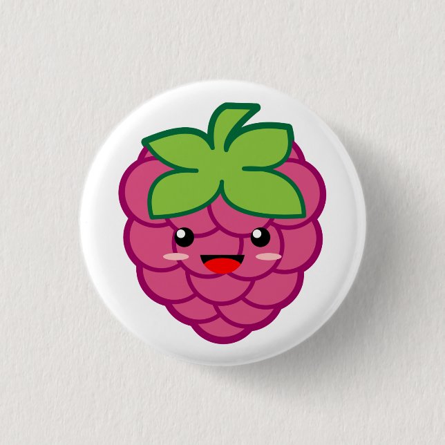 Kawaii Himbeere Button (Vorderseite)