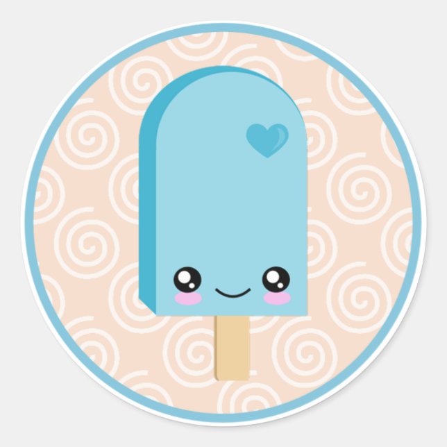 Kawaii Hübsch Aqua Blue Popsicle Stickers (Vorderseite)
