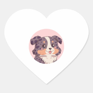Kawaii-Hund aus niedlichem Cartoon Herz-Aufkleber