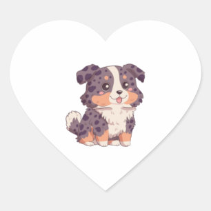 Kawaii-Hund aus niedlichem Cartoon Herz-Aufkleber