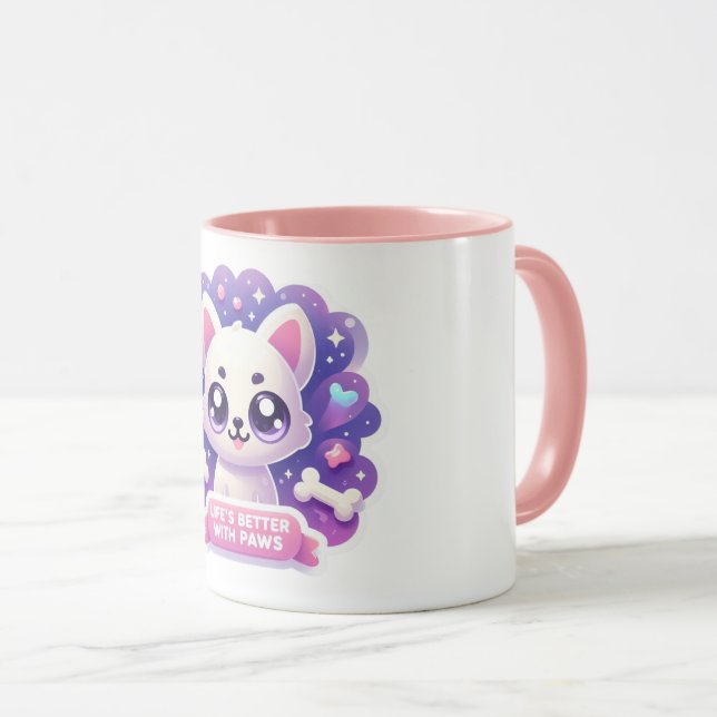 Kawaii Hund Tasse Leben ist besser mit Paws Niedli (VorderseiteRechts)