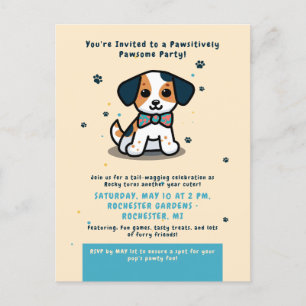 Kawaii-Hundegeburtstagseinladung Postkarte