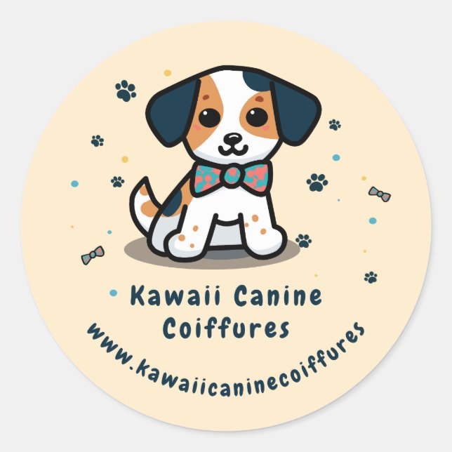 Kawaii Hundegeschäft Runder Aufkleber (Vorderseite)