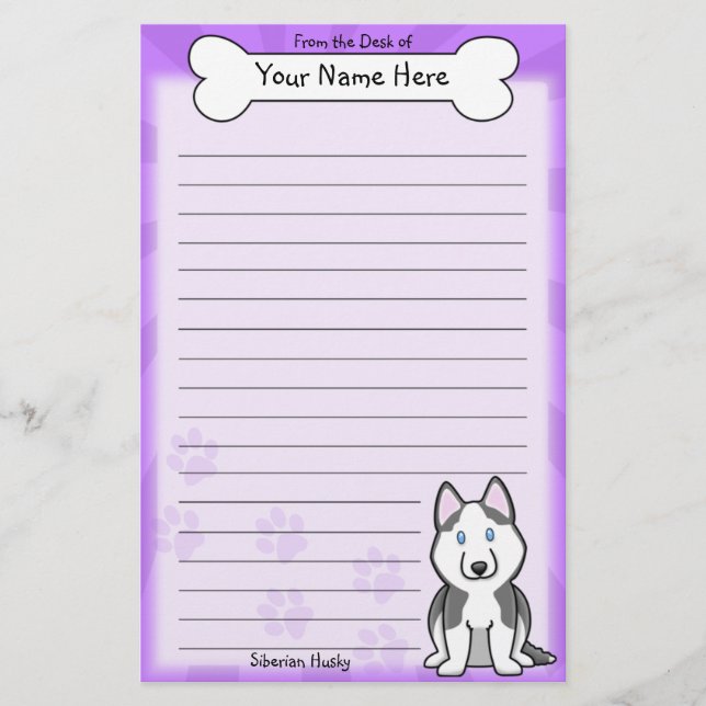 Kawaii Husky-Briefpapier Briefpapier (Vorderseite)