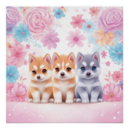 Kawaii Husky Paradies für Kultur und Bildung Poster