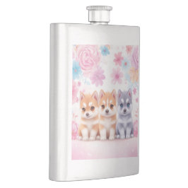 Kawaii Husky Welpen: Pastel Pals Kaffee Flachmann