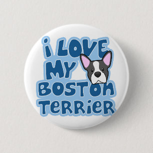 Kawaii I Liebe mein Boston-Terrier Button