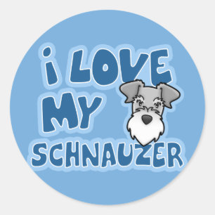 Kawaii I Liebe mein Schnauzer Runder Aufkleber
