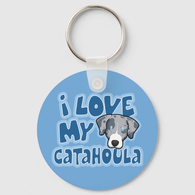 Kawaii I Liebe My Catahoula Schlüsselanhänger (Vorderseite)