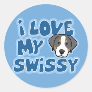 Kawaii I Liebe My Swissy Runder Aufkleber
