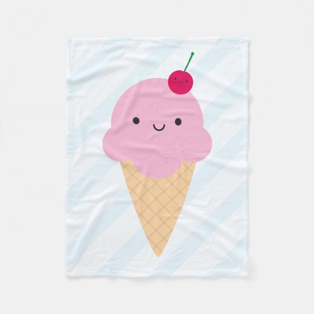 Kawaii Ice Cream Cone Fleecedecke (Vorderseite)