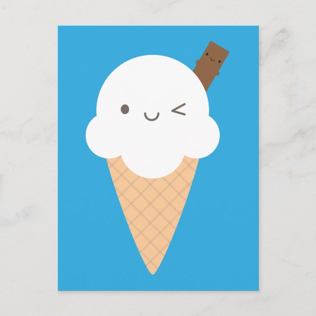 Kawaii Ice Cream Cone Postkarte (Vorderseite)