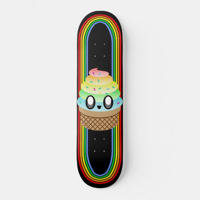 KAWAII ICE CREAM CONE RAINBOW DECK SKATEBOARD (Vorderseite)