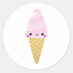 Kawaii Ice Cream Cone Runder Aufkleber