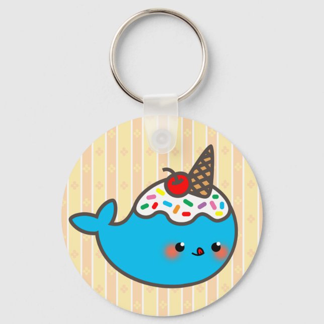 Kawaii Ice Cream Narwhal Schlüsselanhänger (Vorderseite)