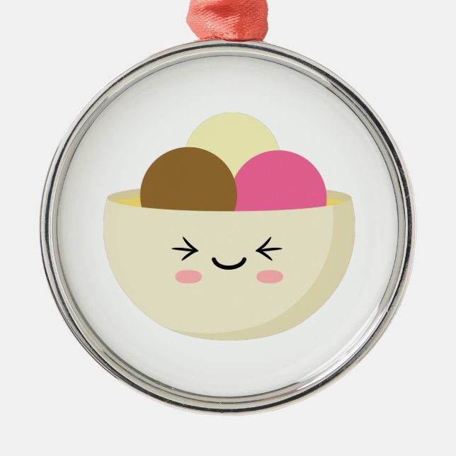Kawaii Ice Cream Ornament Aus Metall (Vorne)