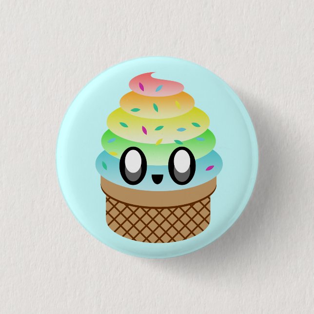 KAWAII ICE CREAM RAINBOW CONE BUTTON BUTTON (Vorderseite)
