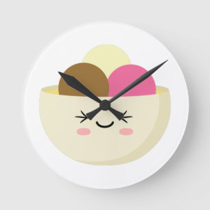 Kawaii Ice Cream Runde Wanduhr