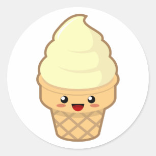 Kawaii Ice Cream Runder Aufkleber