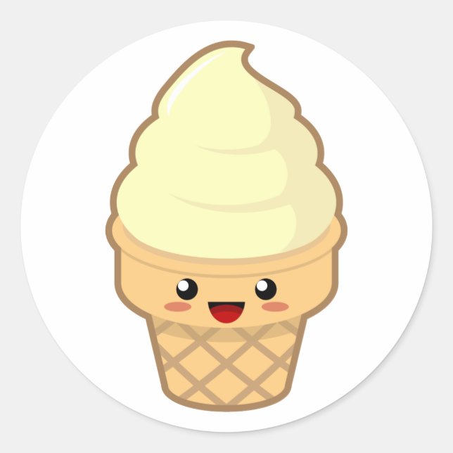 Kawaii Ice Cream Runder Aufkleber (Vorderseite)