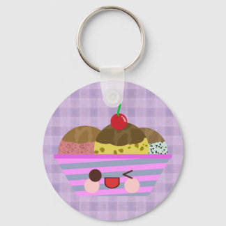 Kawaii Ice Cream Sundae Aromen Köstlich Kariert Schlüsselanhänger