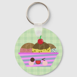 Kawaii Ice Cream Sundae Aromen Köstlich Kariert Schlüsselanhänger